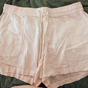 Soho New York & Co Street White Drawstring Linen Blend Shorts Size M